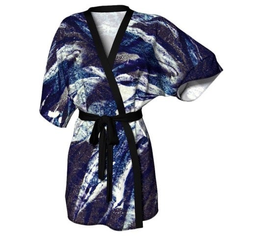 Abstract Deep Blue Kimono Robe Farida Hughes | 23 Roses Designs | Artistic  Scarves by Farida Hughes